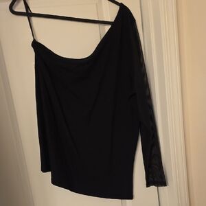 Torrid Black Mesh One-Shoulder Top